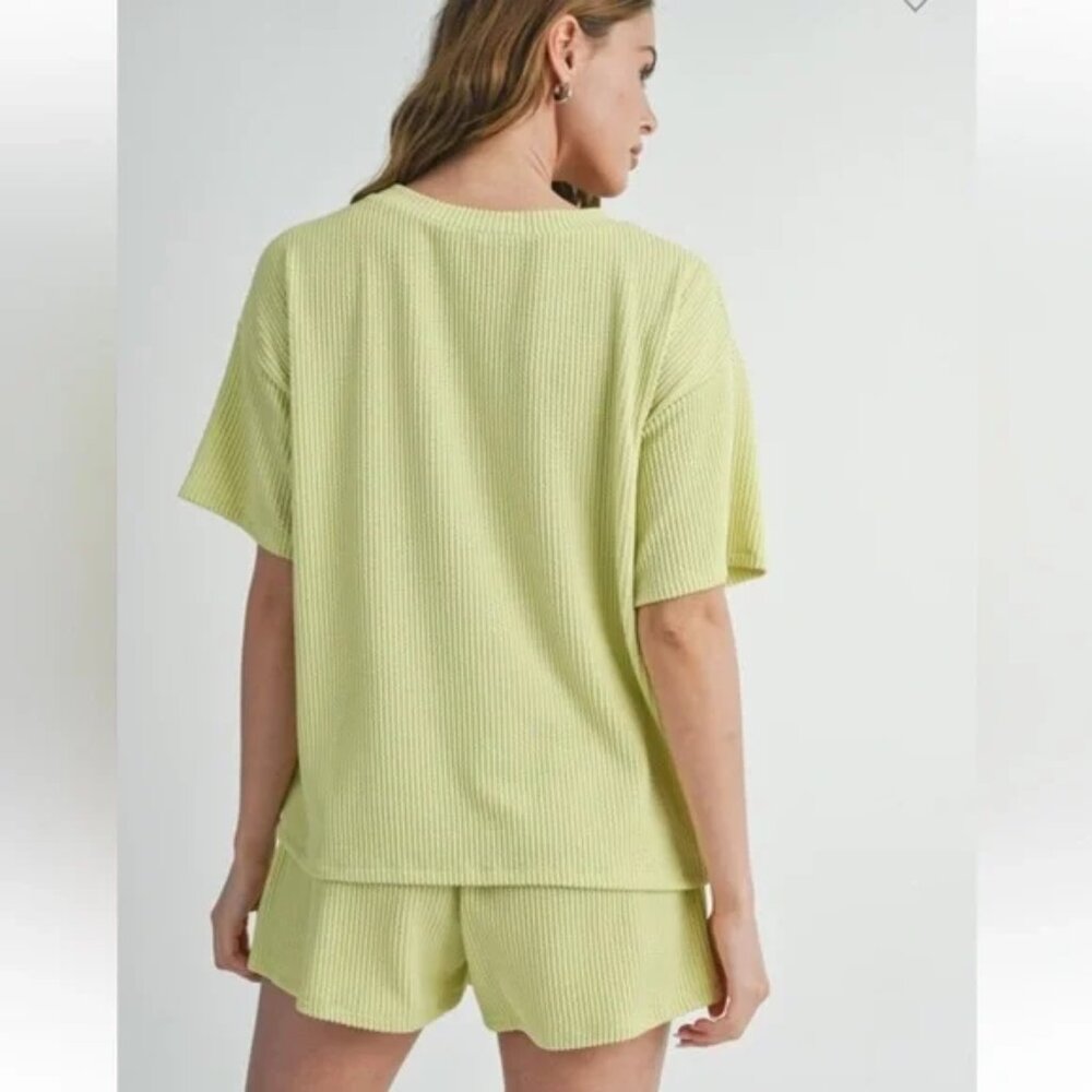 Lime/Yellow Ribbed Short SET NEW, Size M - Picture 3 of 14